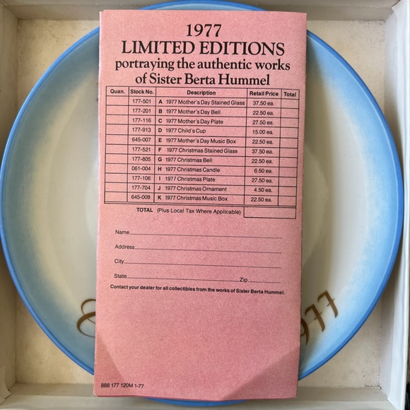 Schmid 1977 Christmas Plate Limited Edition Sister Bertha Hummel with Box - Picture 7 of 10